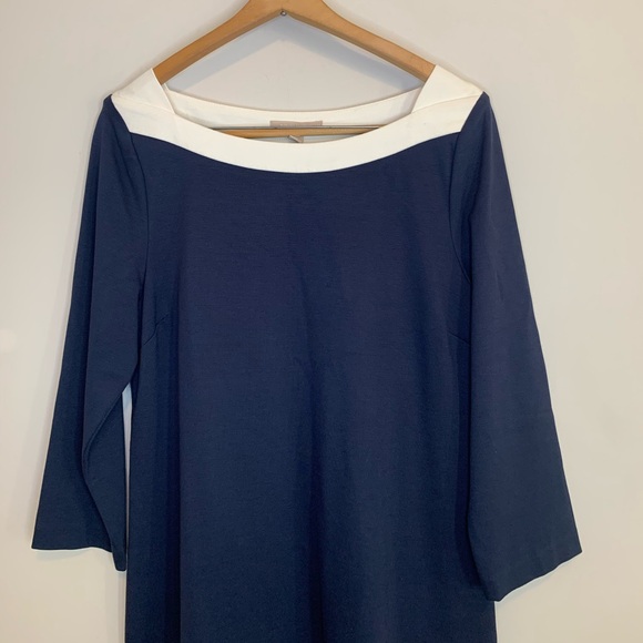 NWT Banana Republic two tone cream and dark blue dress career size 14 - Picture 3 of 11